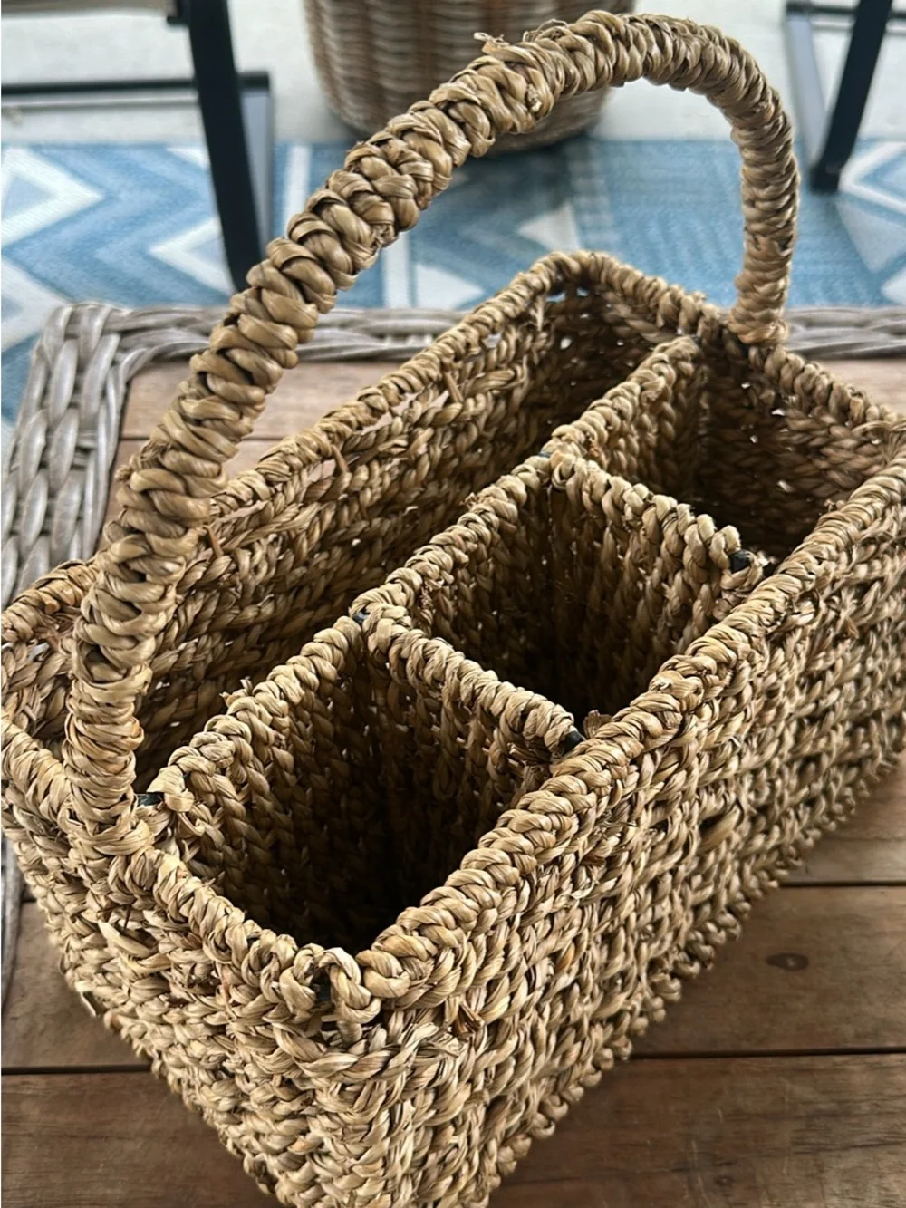 Wicker Sectioned Basket with Handle